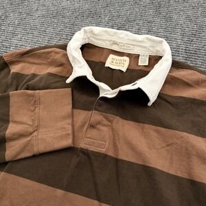 Scotch & Soda L/S Rugby Polo Men's Size XL Color Block Two Tone Brown Striped